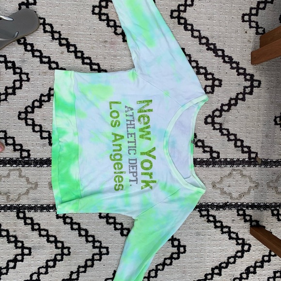 NWT neon green/white tie dye L/S crop sweatshirt - Picture 16 of 16